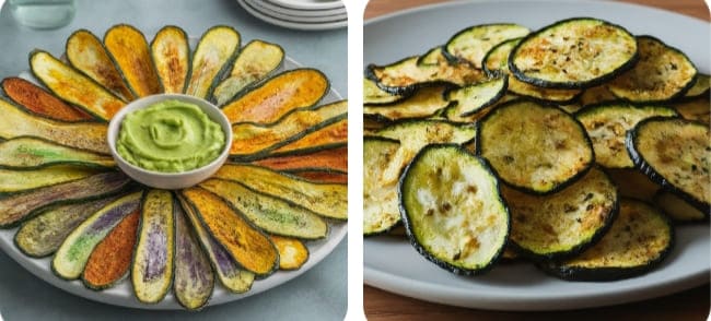 TWO plates of zucchini chips rich with many health benefits